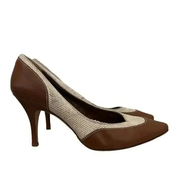Brooks Brothers Wingtip Brown Leather Round Toe Office Pumps 9 - Picture 1 of 6